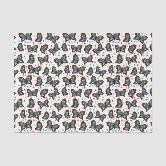 Papier Mousseline Sensibilisation sur l'autisme de motif de papillon (Recto)