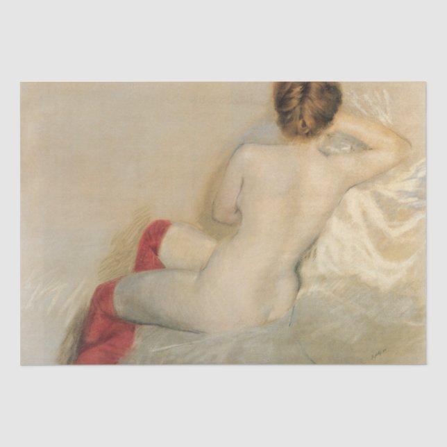 Papier Mousseline Sensuel Beauté féminine avec Bas rouges (Recto)