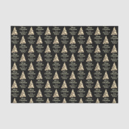 Papier Mousseline Sepia Modern Joyeux Arbre de Noël avec nom