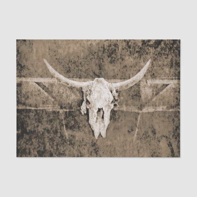 Papier Mousseline Sepia Ouest Texture Brown Cowboy Taureau (Recto)