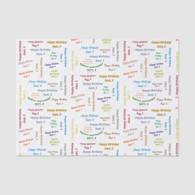 Papier Mousseline Septembre, 5 Anniversaire Tissue Paper (Recto)