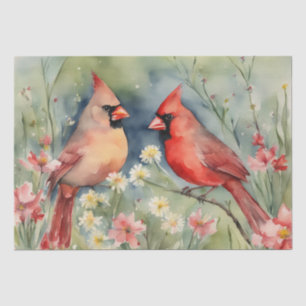 Papier Mousseline "Sérénade cardinale : une découpage d'aquarelle fl