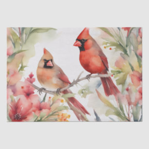Papier Mousseline "Sérénade cardinale : une découpage d'aquarelle fl