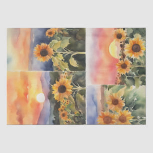 Papier Mousseline Sérénade de tournesol en aquarelle