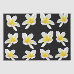Papier Mousseline Sérénade Printemps : Frangipanis Jaune Sur Noir,