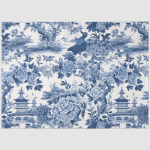 Papier Mousseline Série Chinoserie bleu et blanc Design 6