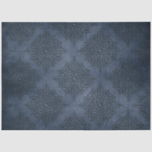 Papier Mousseline Série Damassé Bleu Gothique Design 5