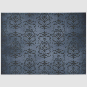 Papier Mousseline Série Damassé Bleu Gothique Dessin 11