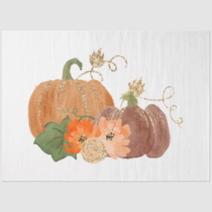 Papier Mousseline Série de citrouilles pailletées aquarelle Design 7
