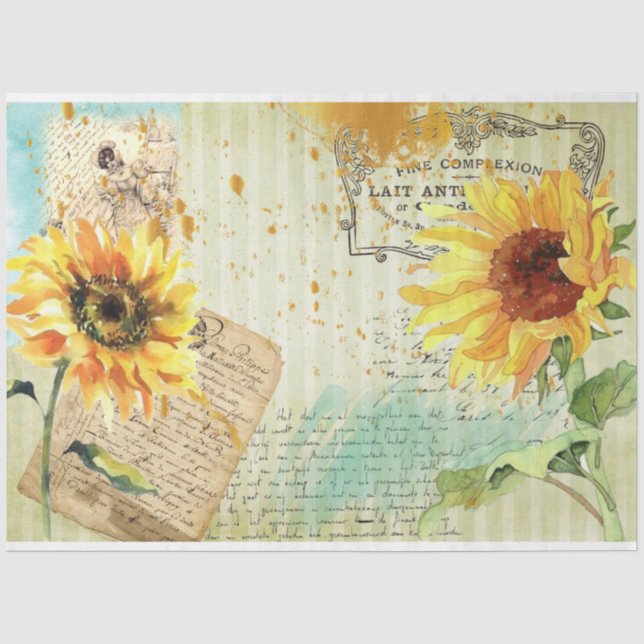 Papier Mousseline Série de tournesols et libellules Design 3 (Recto)