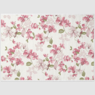 Papier Mousseline Série florale rose rougeâtre Design 1
