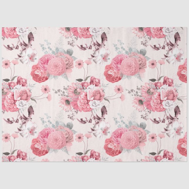 Papier Mousseline Série rose Floral Design 6 (Recto)