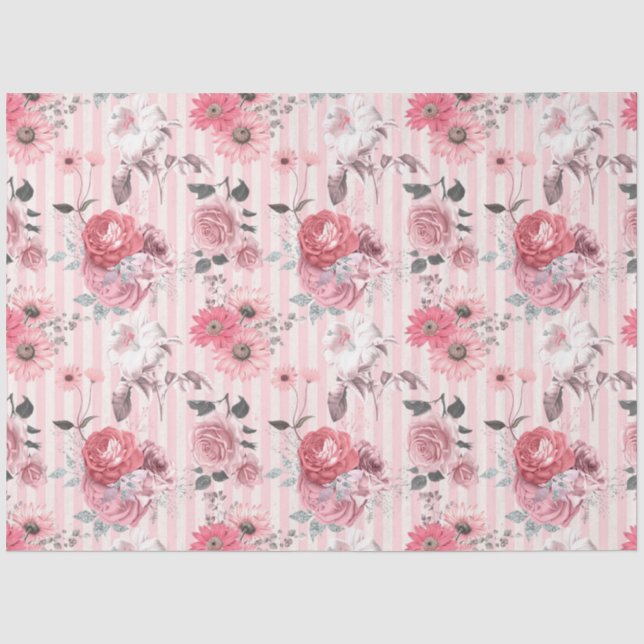 Papier Mousseline Série rose Floral Design 8 (Recto)