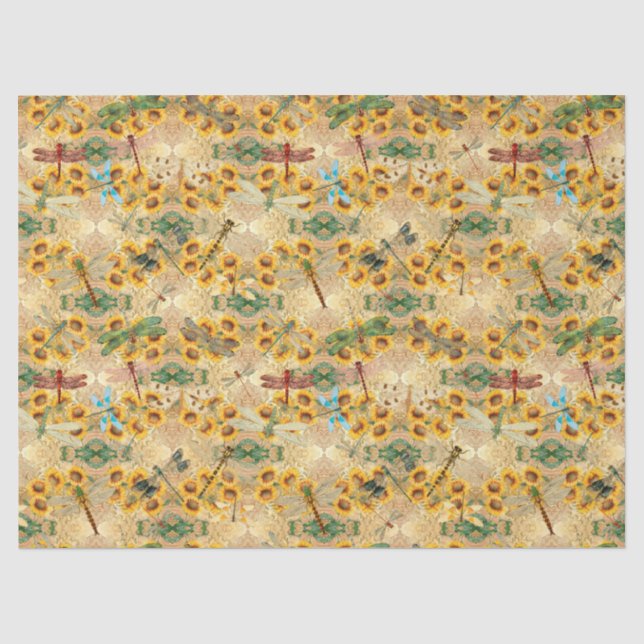 Papier Mousseline Série Sunflower et Dragonflies Design 1 (Recto)