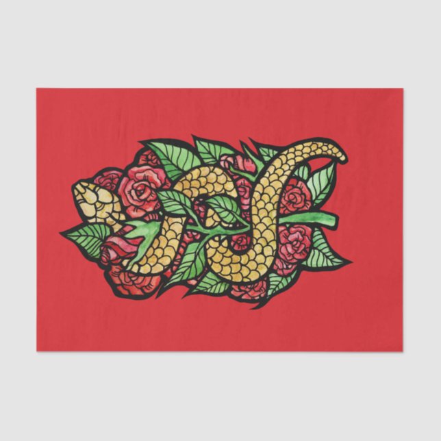 Papier Mousseline Serpent à fleurs (Recto)