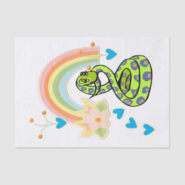 Papier Mousseline Serpent en papier de tissus arc-en-ciel (Recto)