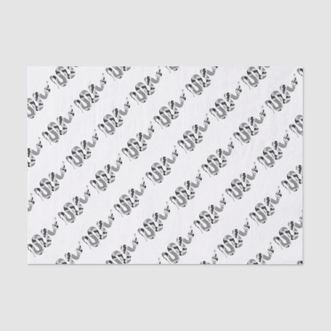 Papier Mousseline Serpent gris et silhouette gris clair (Recto)