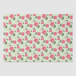 Papier Mousseline Shabby Chic Aquarelle Rose rose Motif Floral