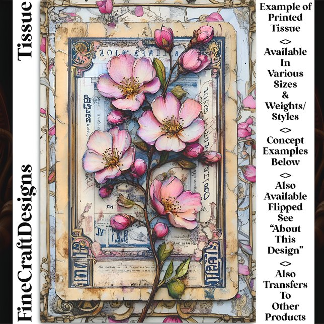 Papier Mousseline Shabby Chic Cerry Blossom DA2L Découpage (Créateur téléchargé)