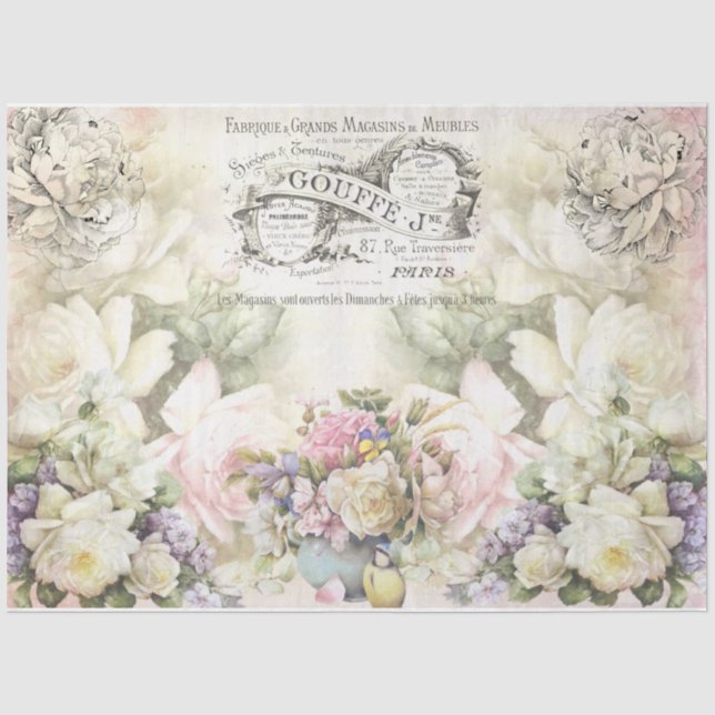 Papier Mousseline Shabby Chic Collage Series Design 3 (Recto)