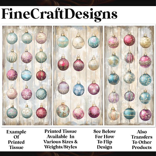 Papier Mousseline Shabby Chic Festif Bauble Ornements AN1 Découpage (Créateur téléchargé)