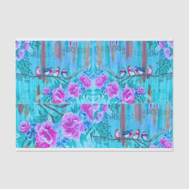 Papier Mousseline Shabby Chic Musical Bird Papier pour do-it-yoursel (Recto)