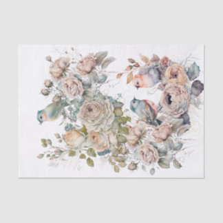 Papier Mousseline Shabby chic oiseau et papier rose