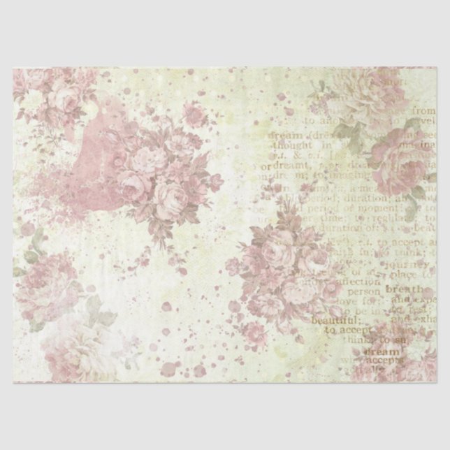 Papier Mousseline Shabby Chic Roses Design 2 (Recto)