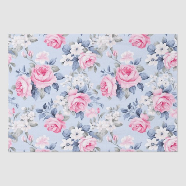 Papier Mousseline Shabby Chic Roses Roses Roses Roses Simples Motif (Recto)