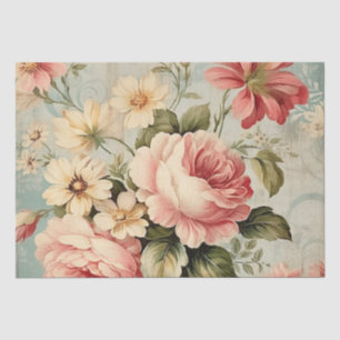 Papier Mousseline Shabby Chic Vintage Blush Roses Roses Roses Rose