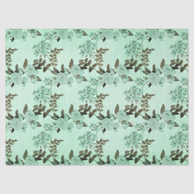 Papier Mousseline Shabby Floral Mint Series Design 8 (Recto)