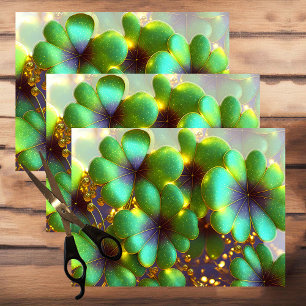 Papier Mousseline Shamrock aux accents dorés, Saint Patrick's Day