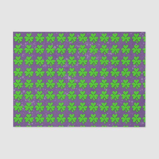 Papier Mousseline Shamrocks sur violet (Recto)