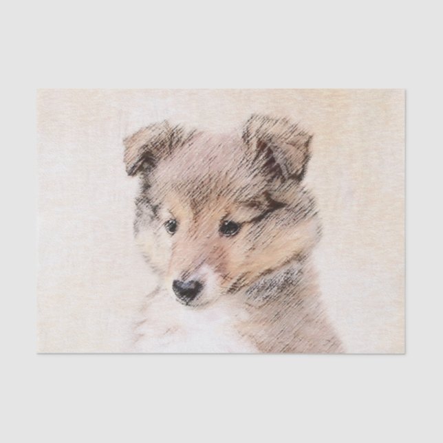 Papier Mousseline Shetland Sheepdog Puppy Peinture Chien original ar (Recto)