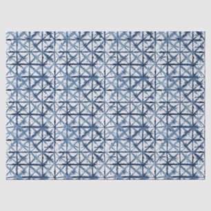 Papier Mousseline Shibori Asian X Motif bleu et blanc