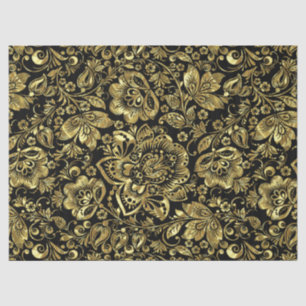 Papier Mousseline Shiny Gold Vintage Floral