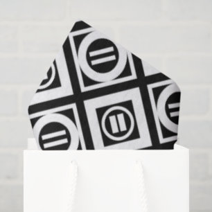 Papier Mousseline SIGNE ÉGAL BLANC Motif géométrique en noir