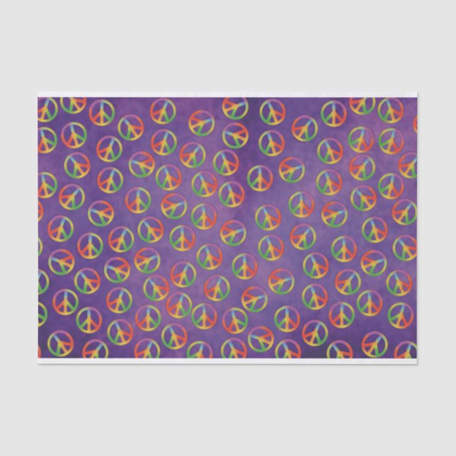 Papier Mousseline Signes De Paix De Teinture Sur Violet (Recto)