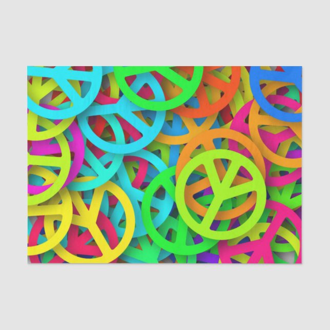 Papier Mousseline Signes de paix super Motif arc-en-ciel (Recto)