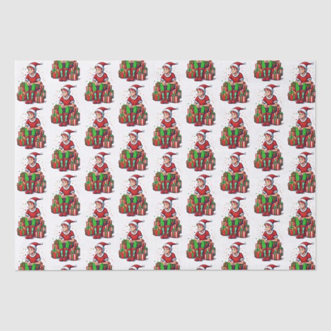 Papier Mousseline Silencieux Noël Père Noël Elf Kid (Recto)