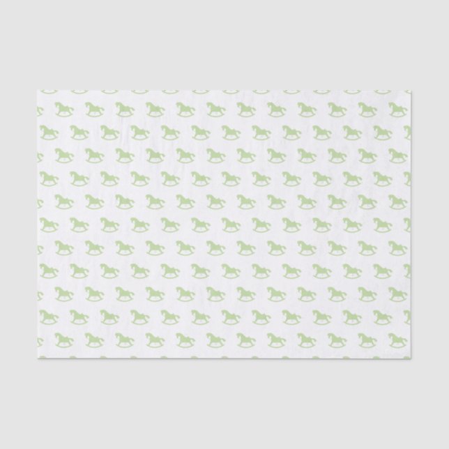 Papier Mousseline Silhouette Cheval Rocailleur Papier Tissu Vert (Recto)