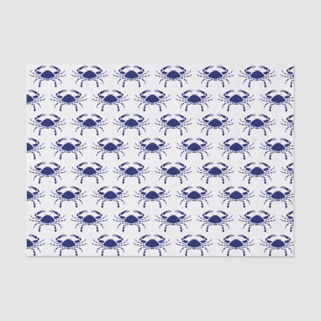 Papier Mousseline Silhouette de crabe #2 Dessin Papier Tissu Bleu (Recto)