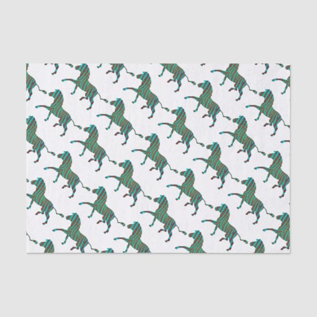 Papier Mousseline Silhouette d'impression Brown et Turquoise Zebra (Recto)