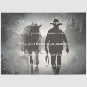 Papier Mousseline Silhouette du Cheval de Bienheureux Cowboy