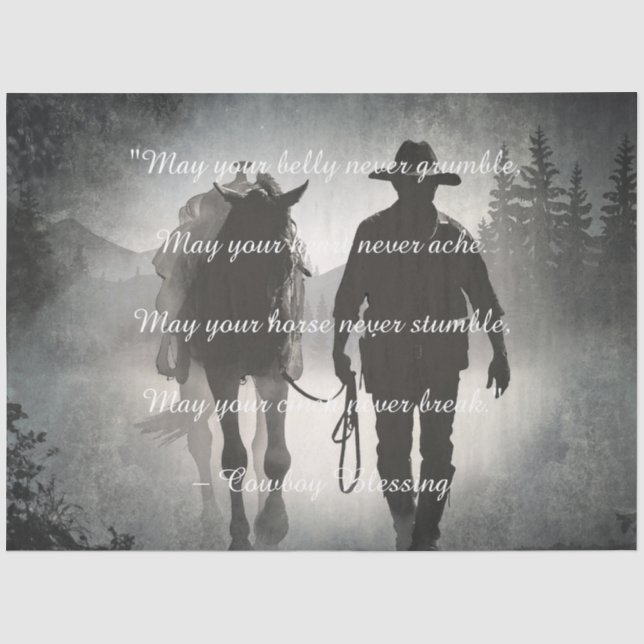 Papier Mousseline Silhouette du Cheval de Bienheureux Cowboy (Recto)