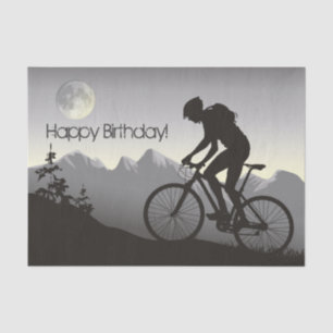 Papier Mousseline Silhouette Mountain Vélo et Pleine lune Anniversai