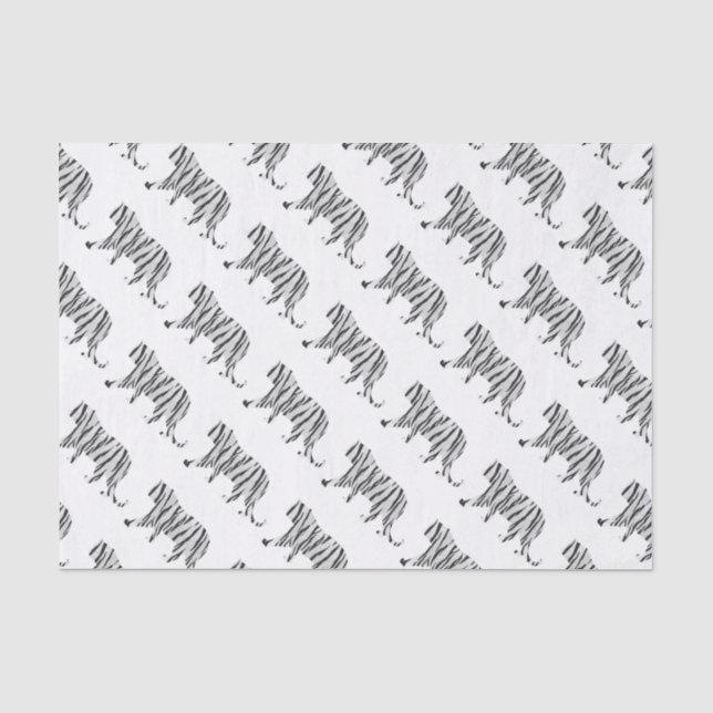 Papier Mousseline Silhouette Tiger noir et blanc (Recto)