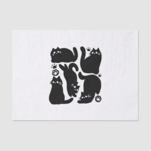 Papier Mousseline Silhouettes de chat noir - Design Feline mignon