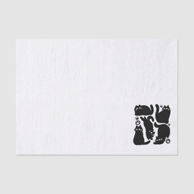 Papier Mousseline Silhouettes de chat noir - Design Feline mignon (Recto)