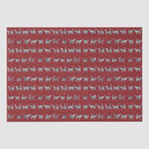 Papier Mousseline Silhouettes de chats Turquoises mignons en chapeau